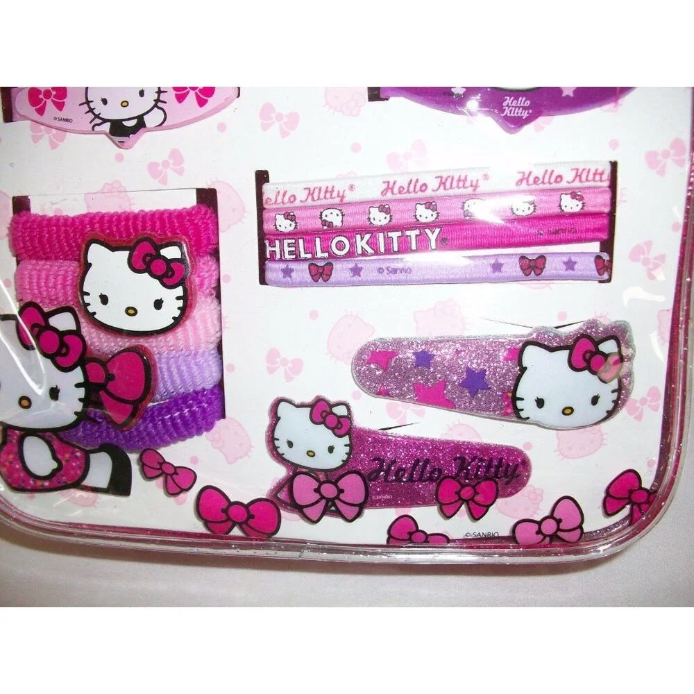 Sanrio Hello Kitty Hair Accessory Set Clips Barrettes Ties Bands Pink Purple
